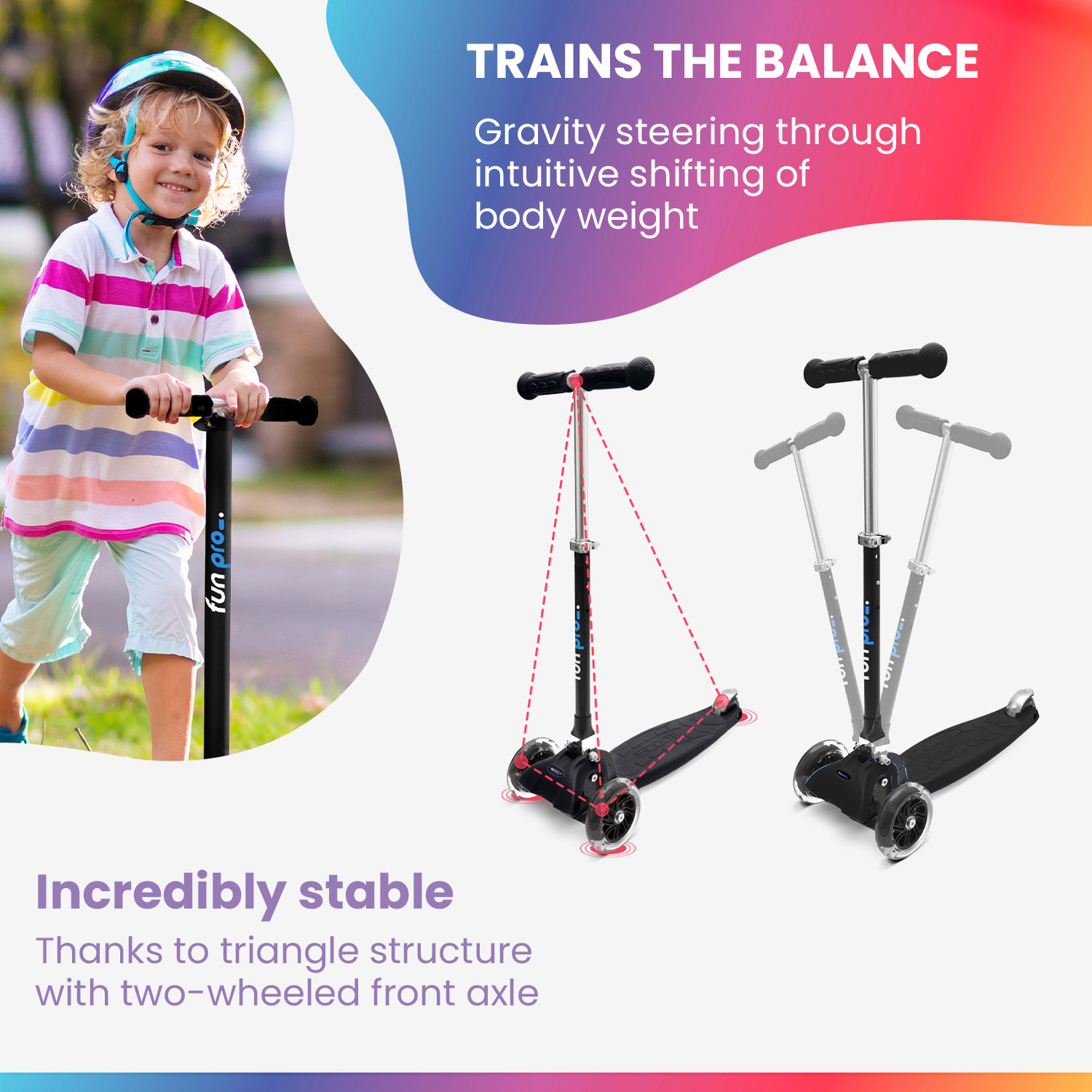 Fun pro ONE detská kolobežka 3-6 rokov LED kolieska skladacia do 50 kg nastaviteľná výška – Obrázok 4