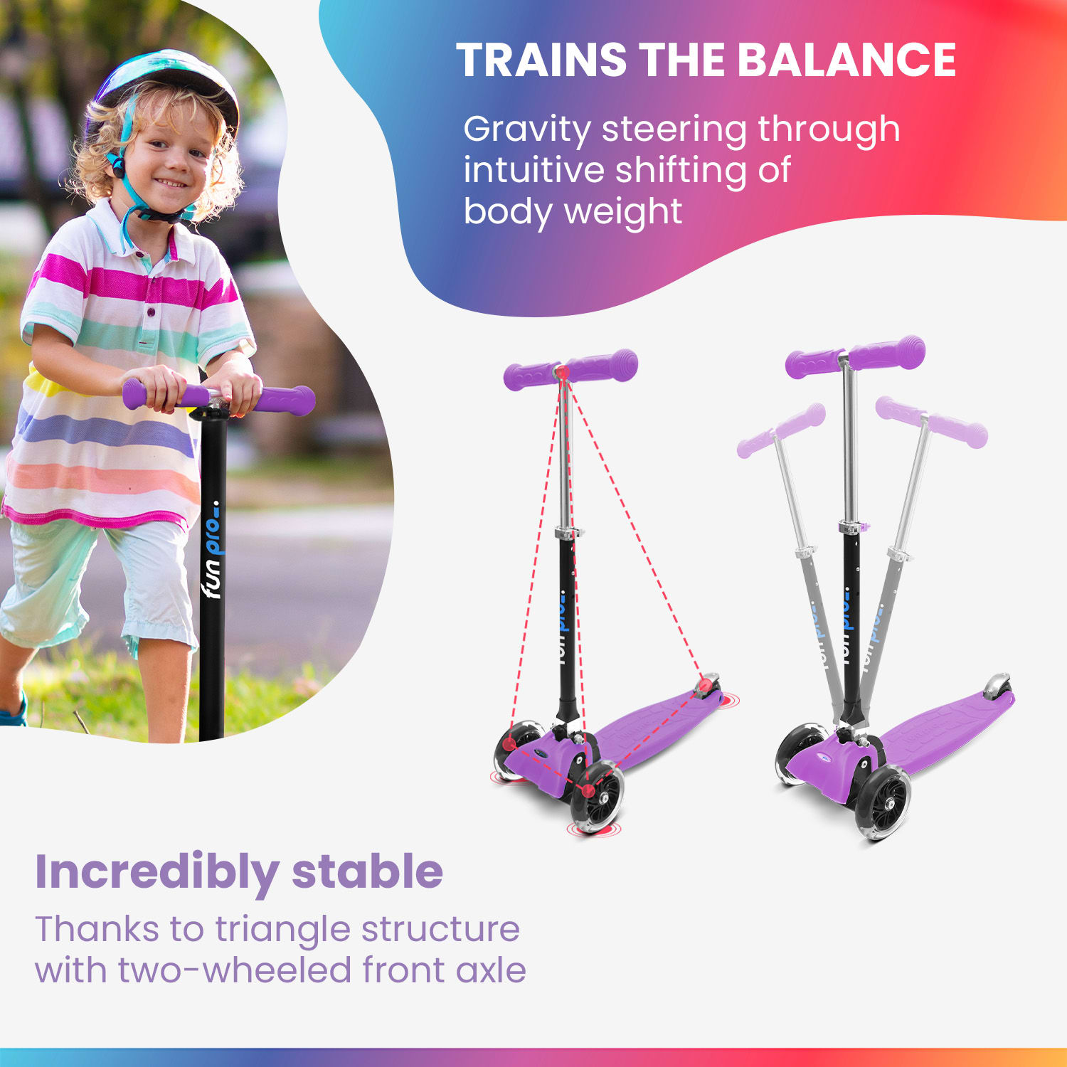 Fun pro ONE detská kolobežka 3-6 rokov LED kolieska skladacia do 50 kg nastaviteľná výška – Obrázok 4