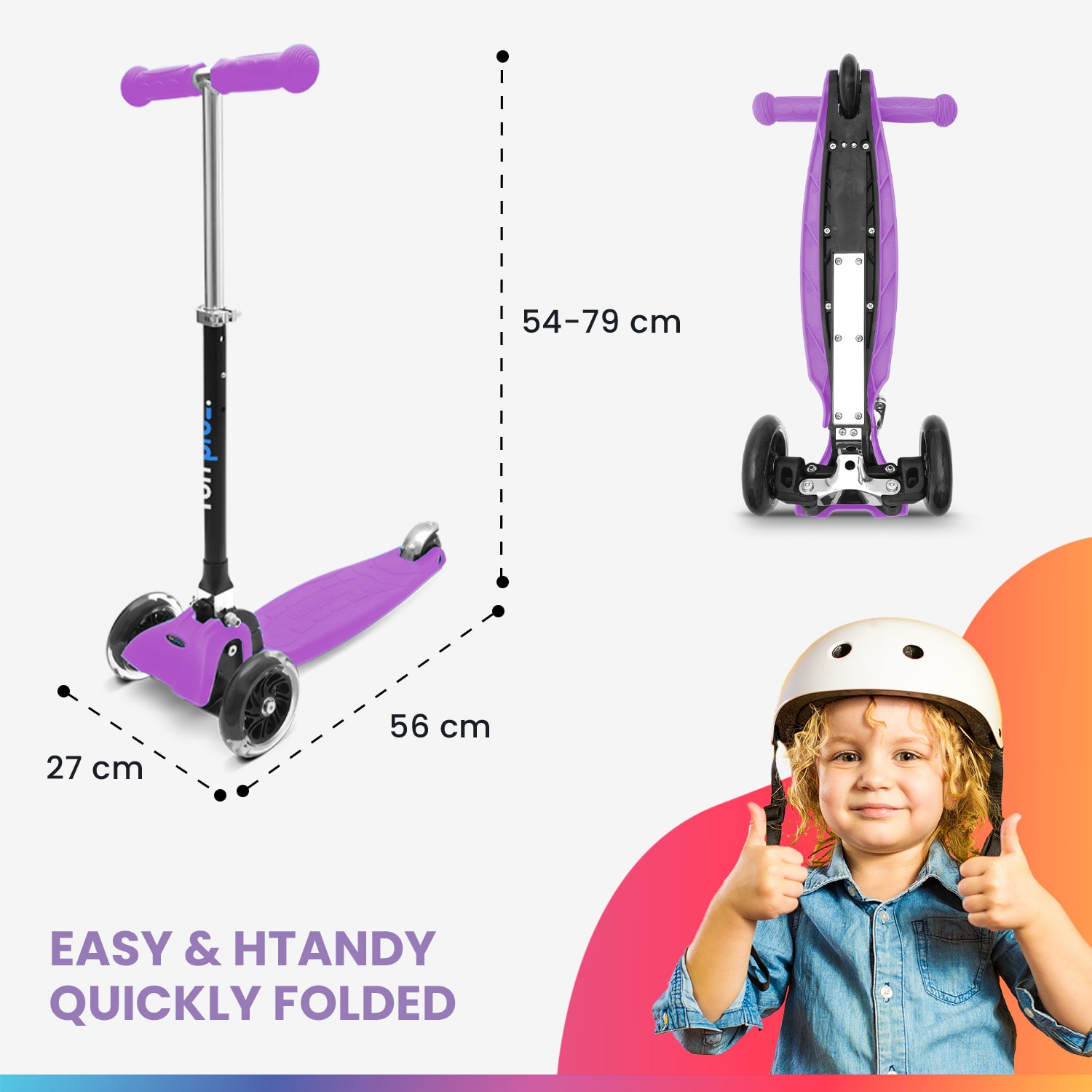 Fun pro ONE detská kolobežka 3-6 rokov LED kolieska skladacia do 50 kg nastaviteľná výška – Obrázok 5