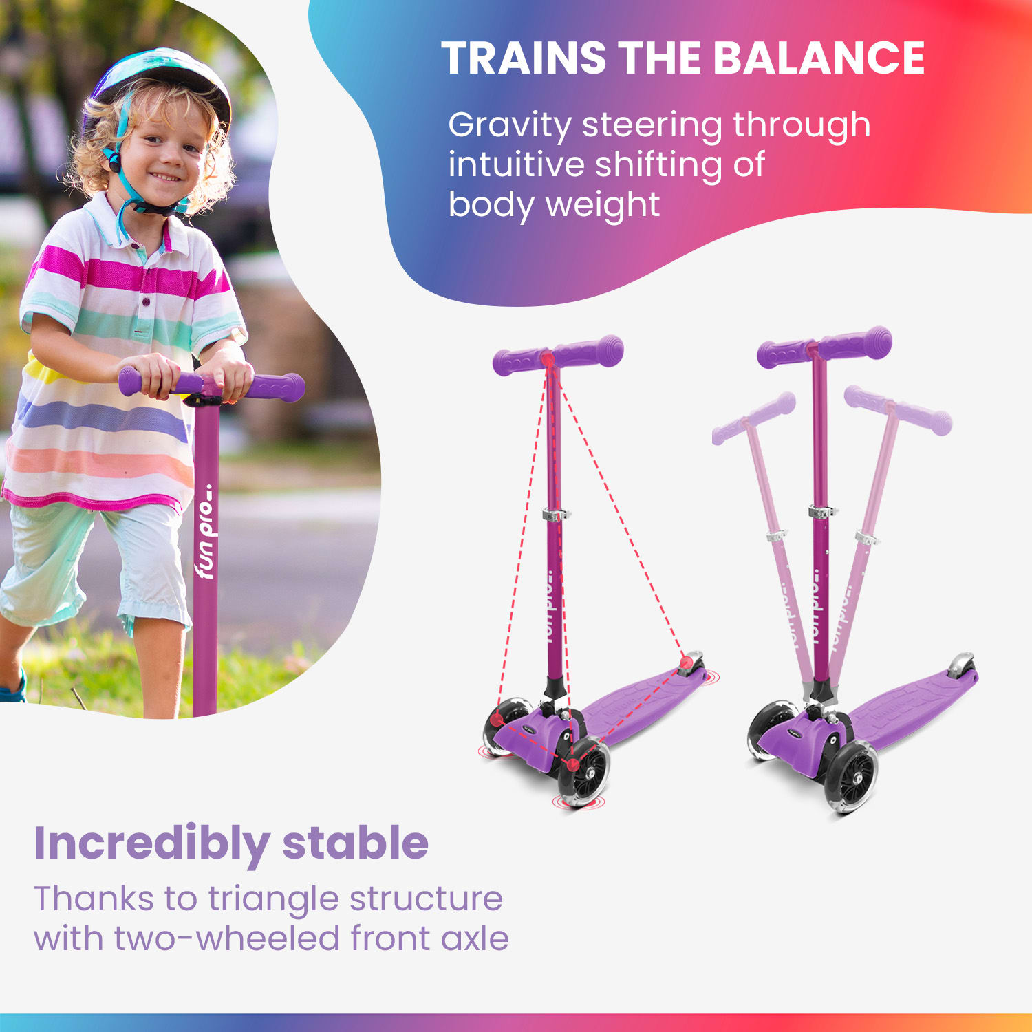 Fun pro ONE Deluxe detská kolobežka 3-6 rokov LED kolieska skladacia do 50 kg nastaviteľná výška – Obrázok 4