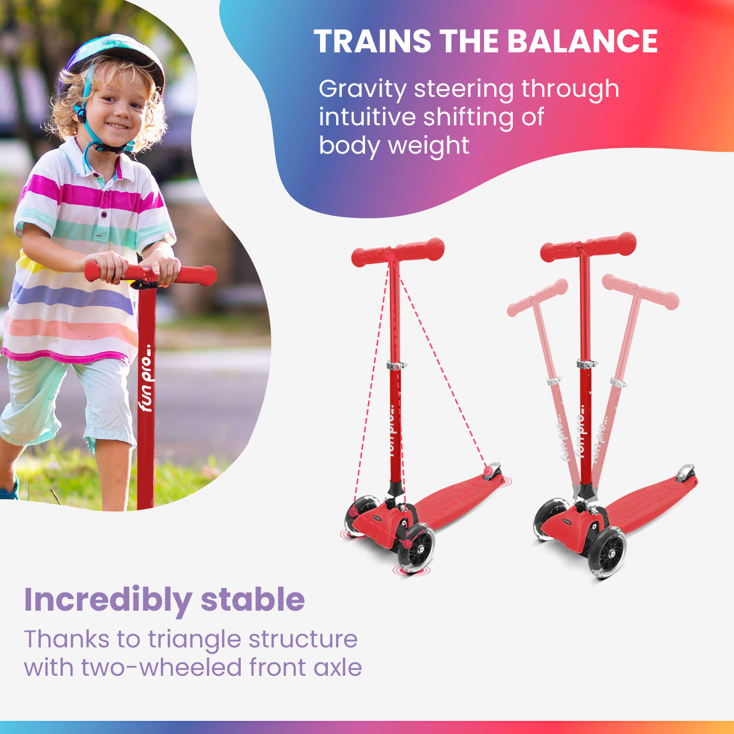 Fun pro ONE Deluxe detská kolobežka 3-6 rokov LED kolieska skladacia do 50 kg nastaviteľná výška – Obrázok 4