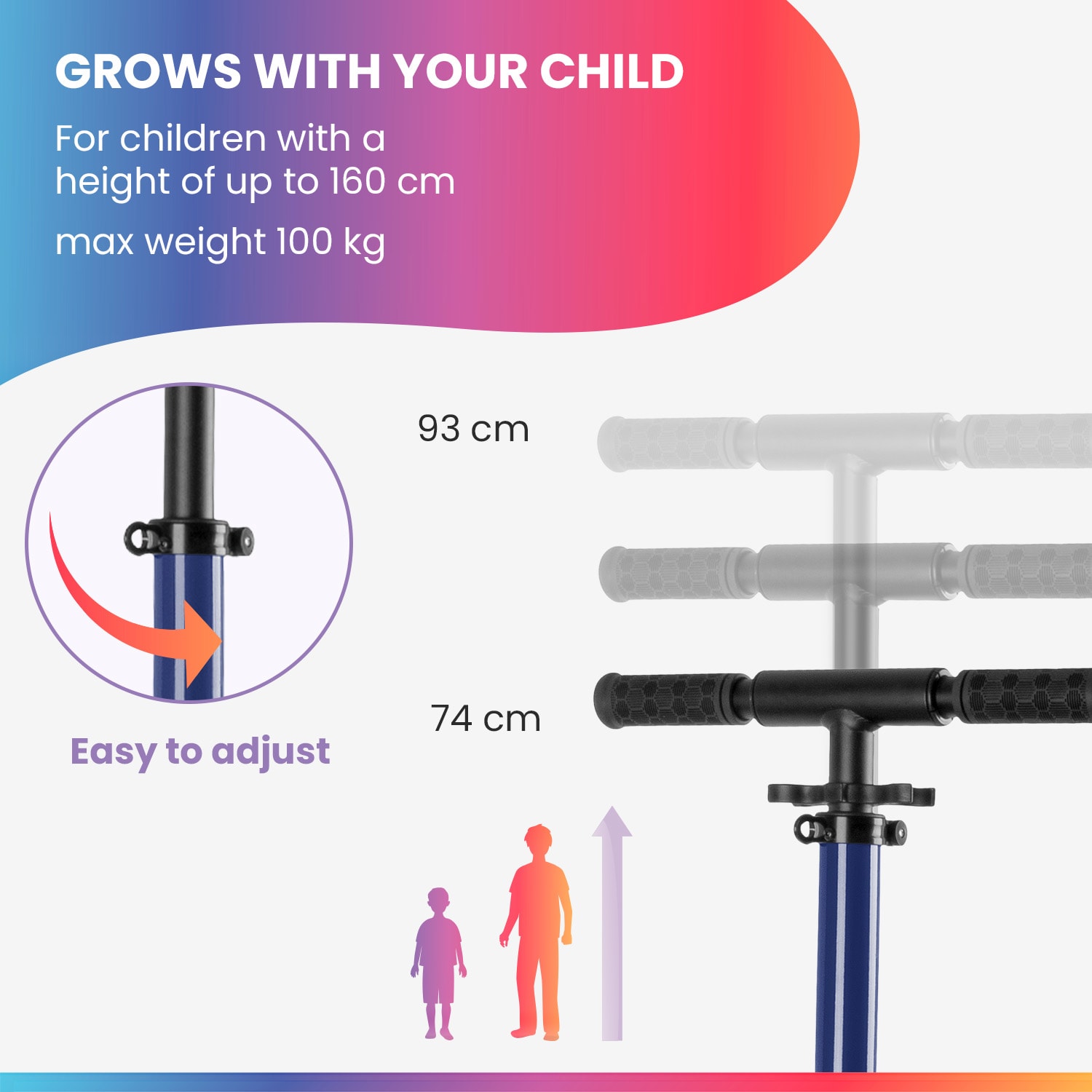 Fun pro THREE detská kolobežka od 6 rokov Guľôčkové ložiská ABEC 9 Skladacia Nastaviteľná výška – Obrázok 2