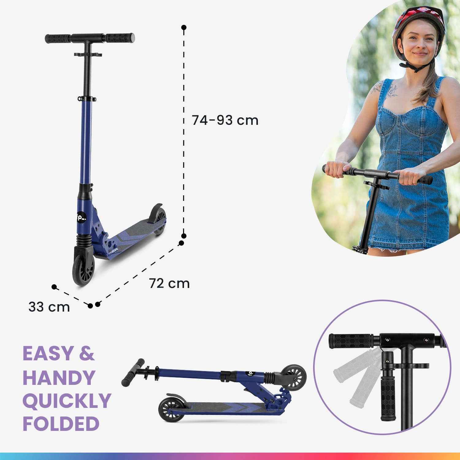 Fun pro THREE detská kolobežka od 6 rokov Guľôčkové ložiská ABEC 9 Skladacia Nastaviteľná výška – Obrázok 3