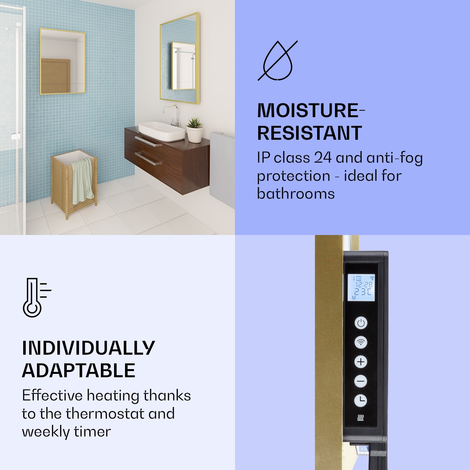 Klarstein La Palma 1000 smart, infračervený ohrievač 2 v 1, 120 x 60 cm, 1000 W, zrkadlová predná časť – Obrázok 5