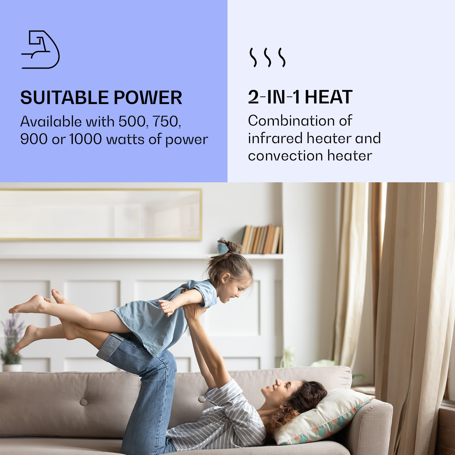 Klarstein La Palma 900 smart, infračervený ohrievač, 40 x 160 cm, 900 W, zrkadlový stojan – Obrázok 4