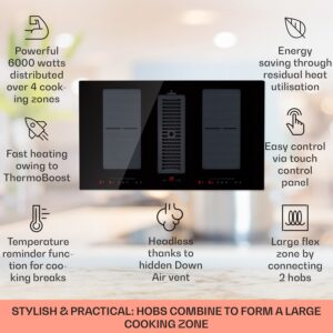 Klarstein Full House Down Air System, indukčná varná doska s odsávaním, 477 m³/h, energet. trieda A