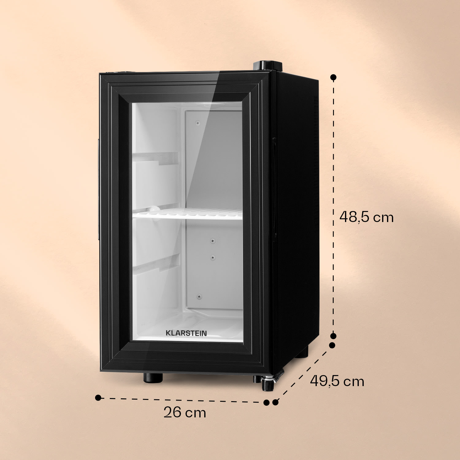 Klarstein Brooklyn 23 Slim, chladnička, LED, plastová vložka, sklenené dvierka – Obrázok 5