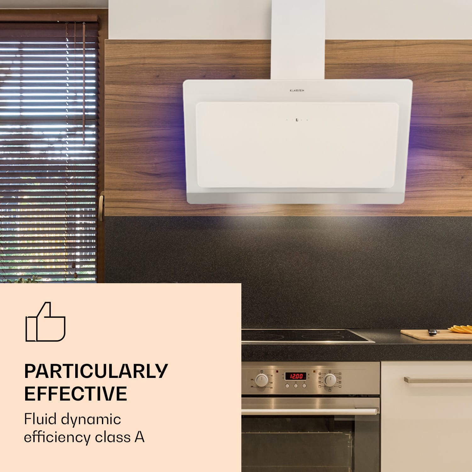 Klarstein Aurora Eco 60, digestor, 60 cm, nástenný, 550 m³/h, A+, dotykové ovládanie, biely