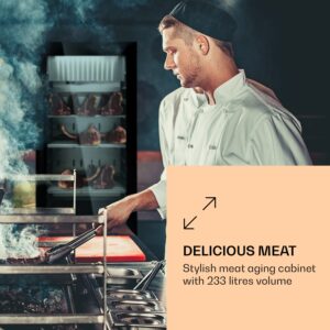Klarstein Steakhouse Pro 233 Onyx, chladnička na zrenie mäsa, 1 zóna, 233 l, 1-25°C, dotykový displej, panoramatické okno