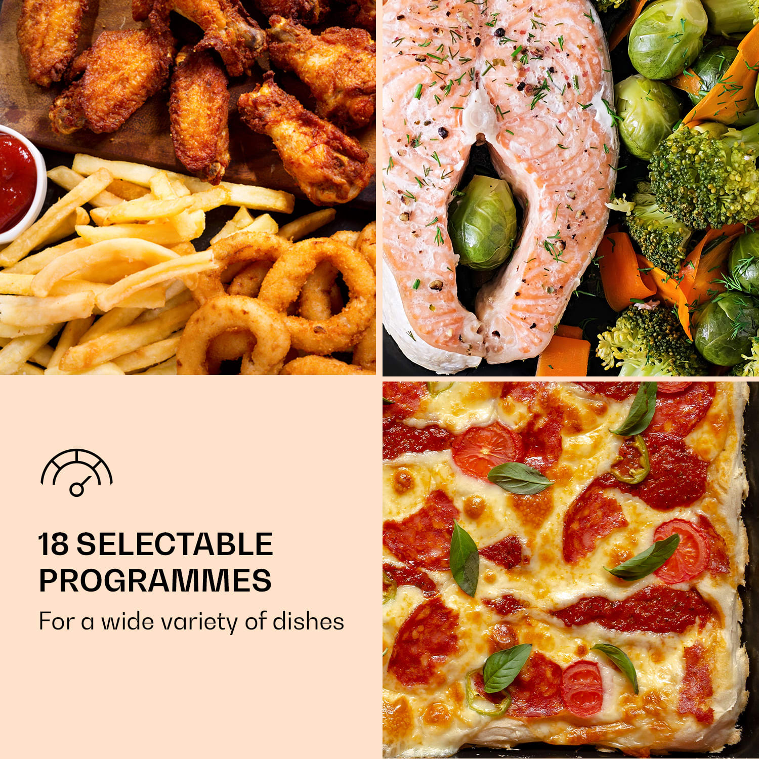 Klarstein Vigor Air, teplovzdušná fritéza, 1800 W, 30 l, 18 programov, horný a dolný ohrev – Obrázok 3