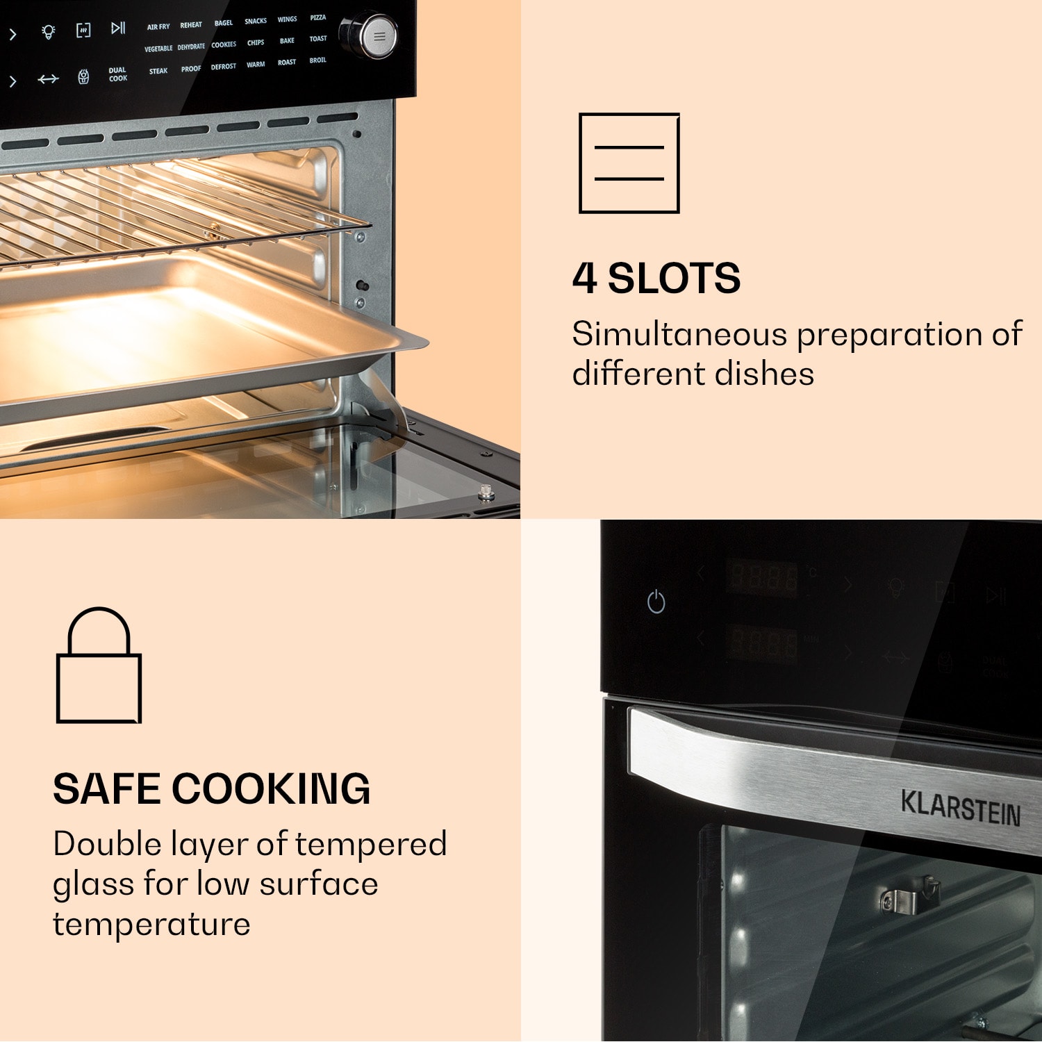 Klarstein Vigor Air, teplovzdušná fritéza, 1800 W, 30 l, 18 programov, horný a dolný ohrev – Obrázok 5