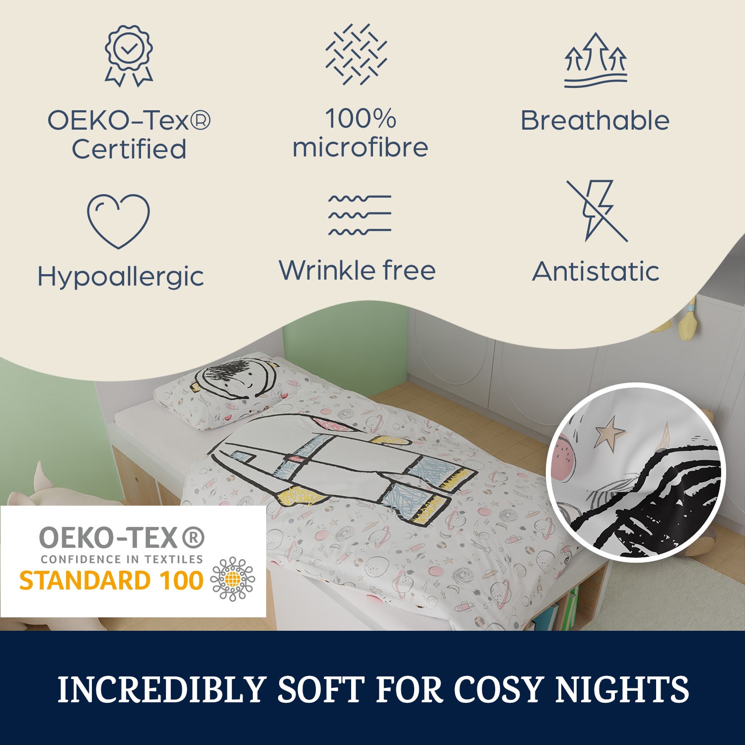sleepwise, Soft Wonder Kids-Edition, posteľná bielizeň, 100 x 135 cm, 40 x 60 cm, priedušná, mikrovlákno