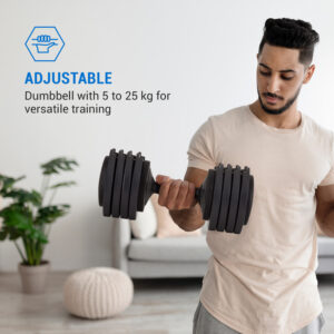 Capital Sports Delo, nastaviteľná činka, 25 kg, 5 stupňov hmotnosti v krokoch po 5 kg