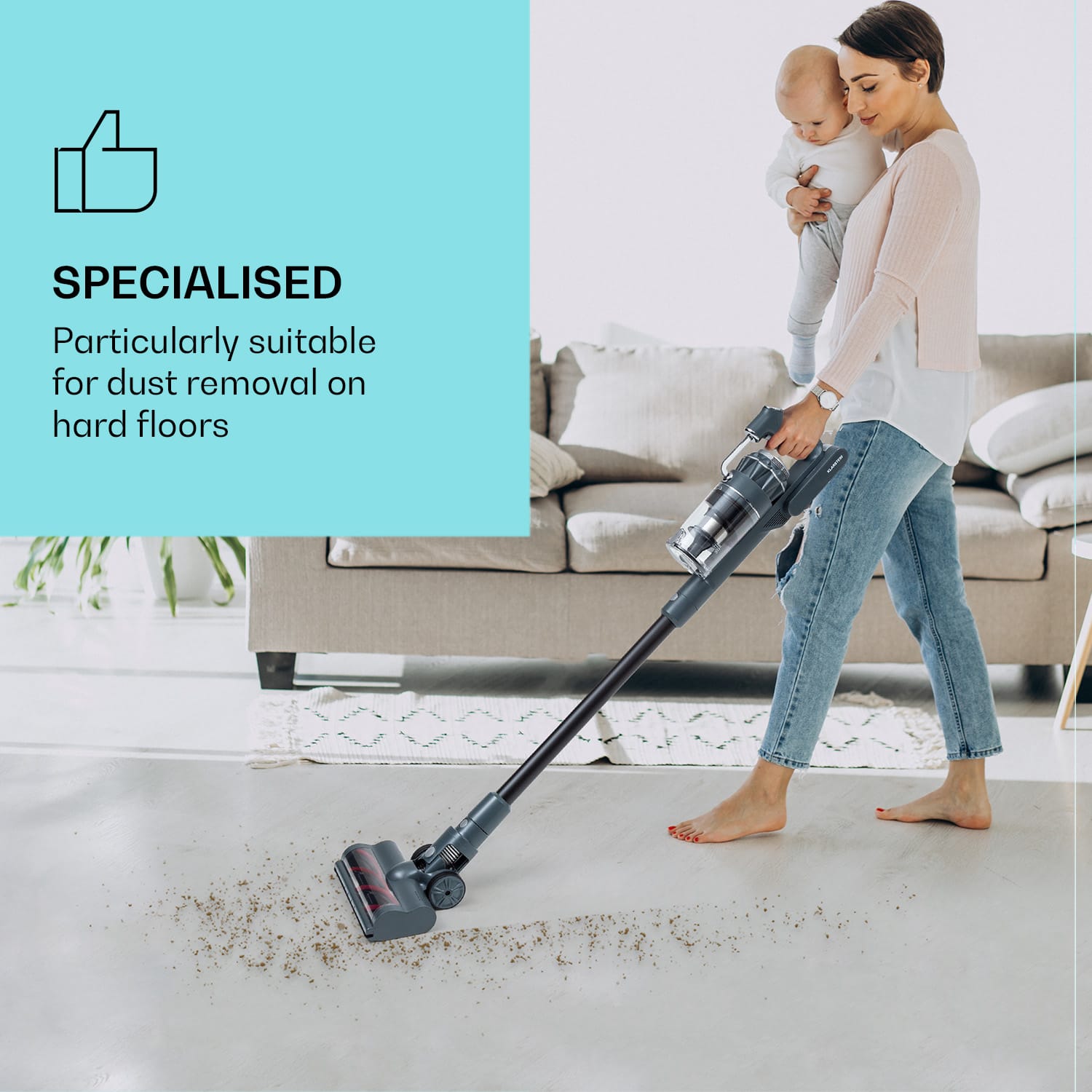 Klarstein LARMA, vysávač, náhradná podlahová kefa, kefa na prach, na tvrdé podlahy – Obrázok 2