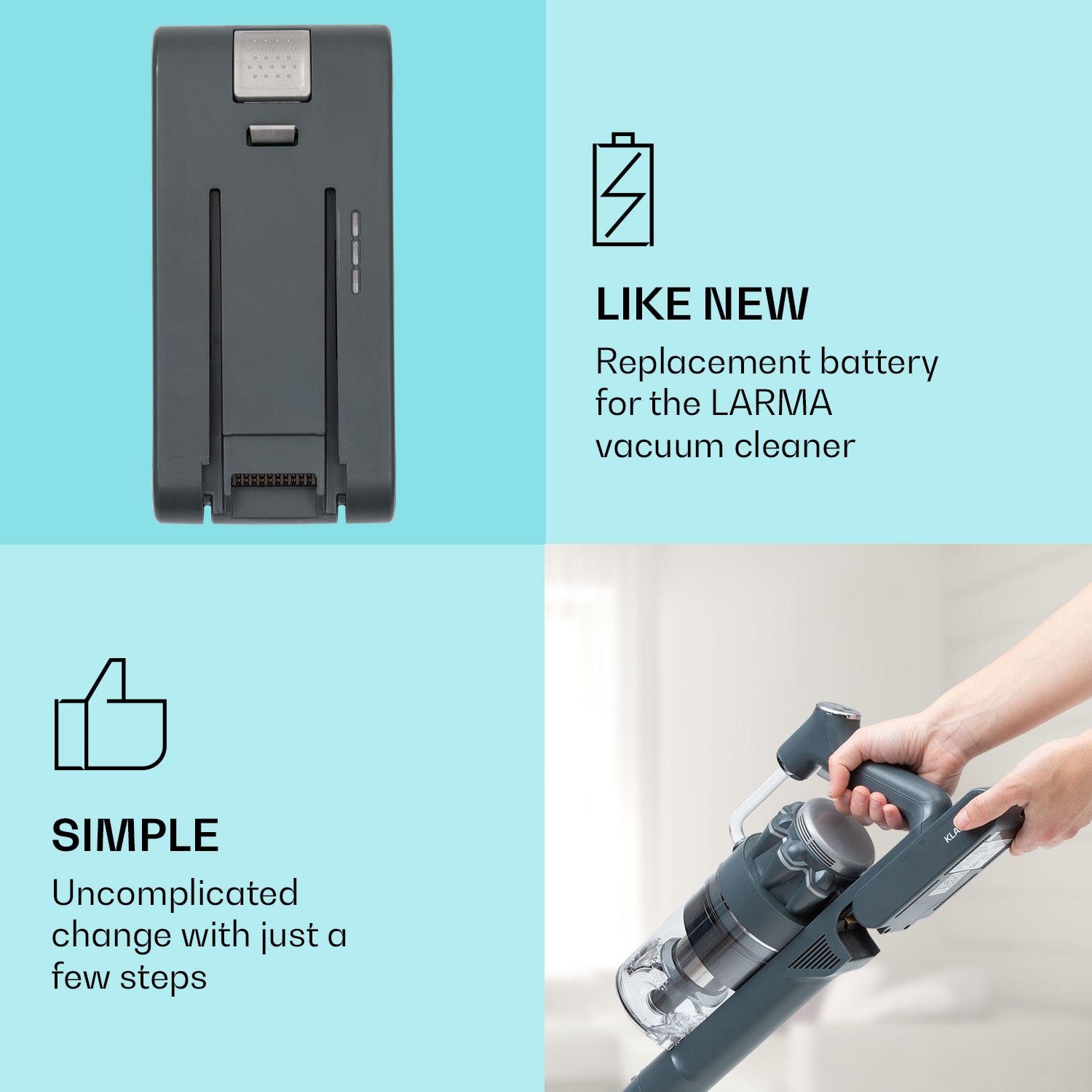Klarstein LARMA, vysávač, náhradná batéria, 25,9V/2200 mAh