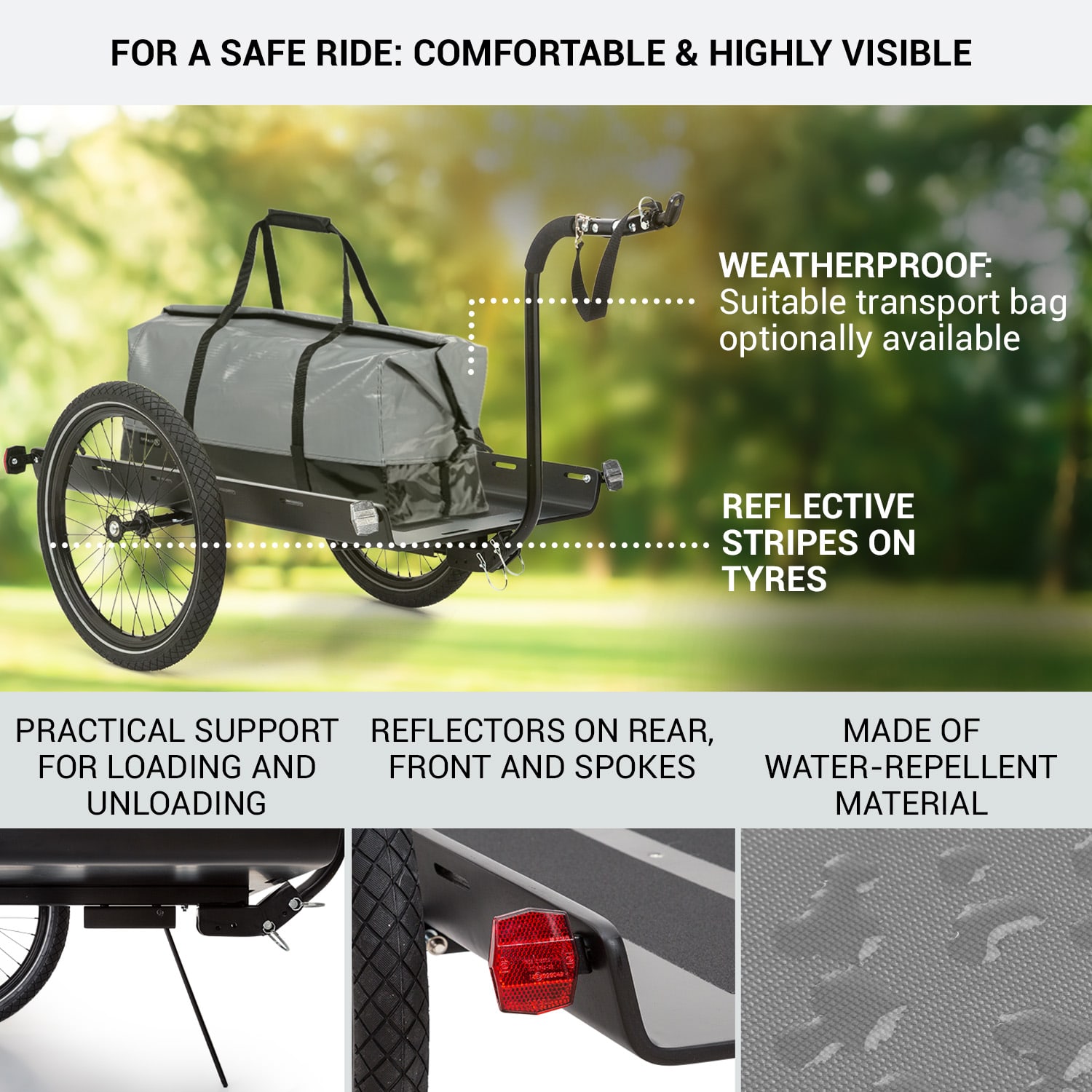 KLARFIT Companion Travel L, nákladný príves, 40 kg, príves na bicykel, ručný vozík, 16 – Obrázok 3