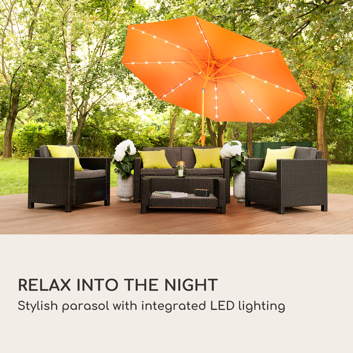 Blumfeldt Calais, slnečník, hliníkový rám, polyester, UV 50, LED svetlo