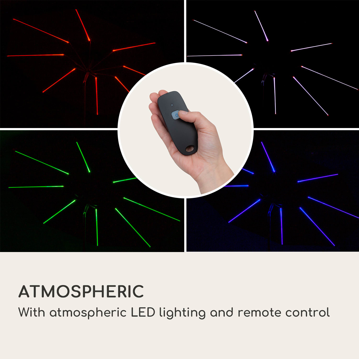 Blumfeldt Calais, slnečník, hliníkový rám, polyester, UV 50, LED svetlo – Obrázok 2