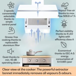 Klarstein Clara 90, digestor, 509 m³/h, dotykový displej, ambientné podsvietenie