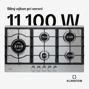 Klarstein Ignito Chef Edition, plynová varná doska, 5 Sabaf horákov, 5 zón, sklokeramika