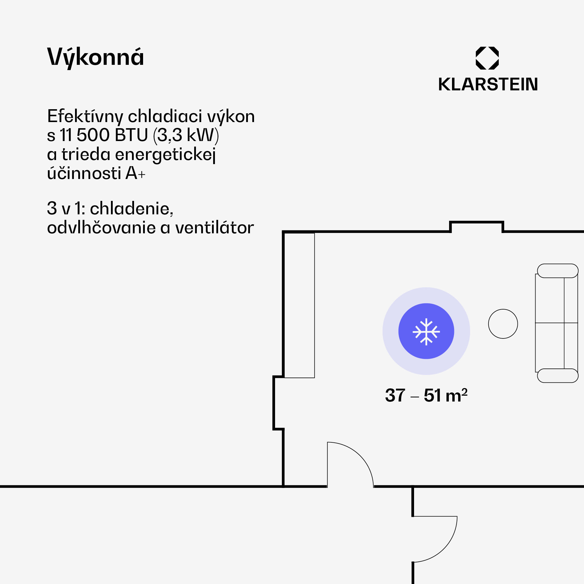 Klarstein Kraftwerk Eco Smart 11, mobilná klimatizácia 3 v 1, 11 500 BTU, diaľkové ovládanie, ovládanie pomocou aplikácie – Obrázok 2