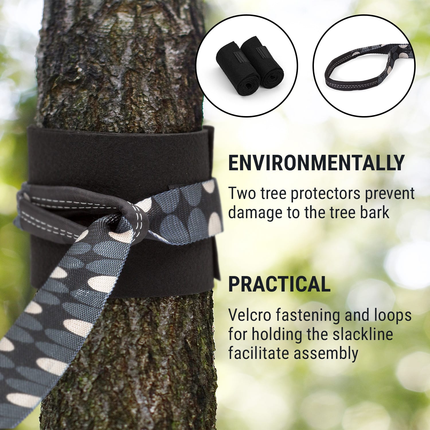 KLARFIT Antero Slackline, 15 m x 5 cm, 2,5 m račňové lano, 2 x chrániče stromu, vrátane pomocnej slackline a tašky na prenášanie – Obrázok 2