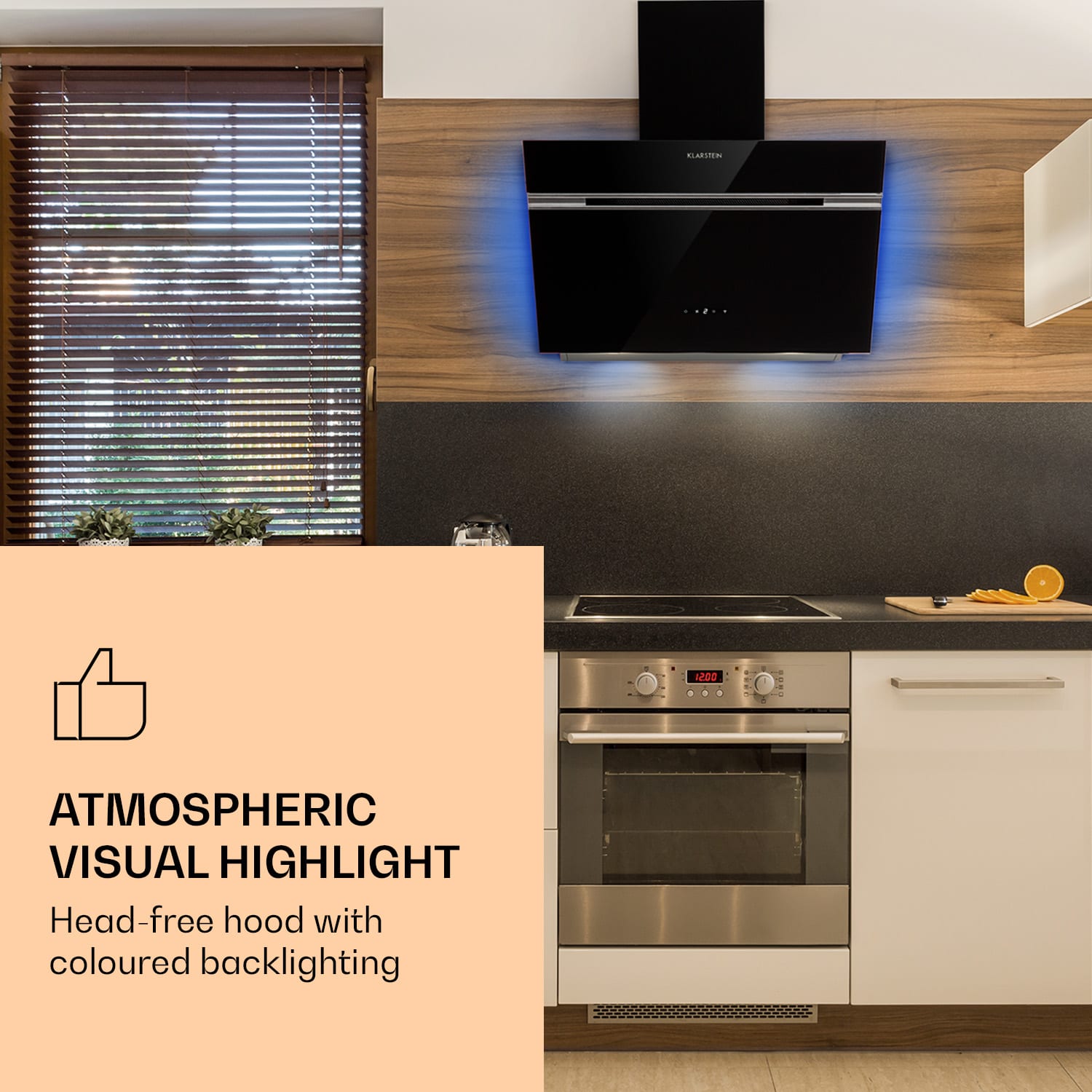 Klarstein Alina 60 Smart, digestor, 60 cm, nástenný, 600 m³/h, LED podsvietenie, skleněné čelo, biely – Obrázok 3