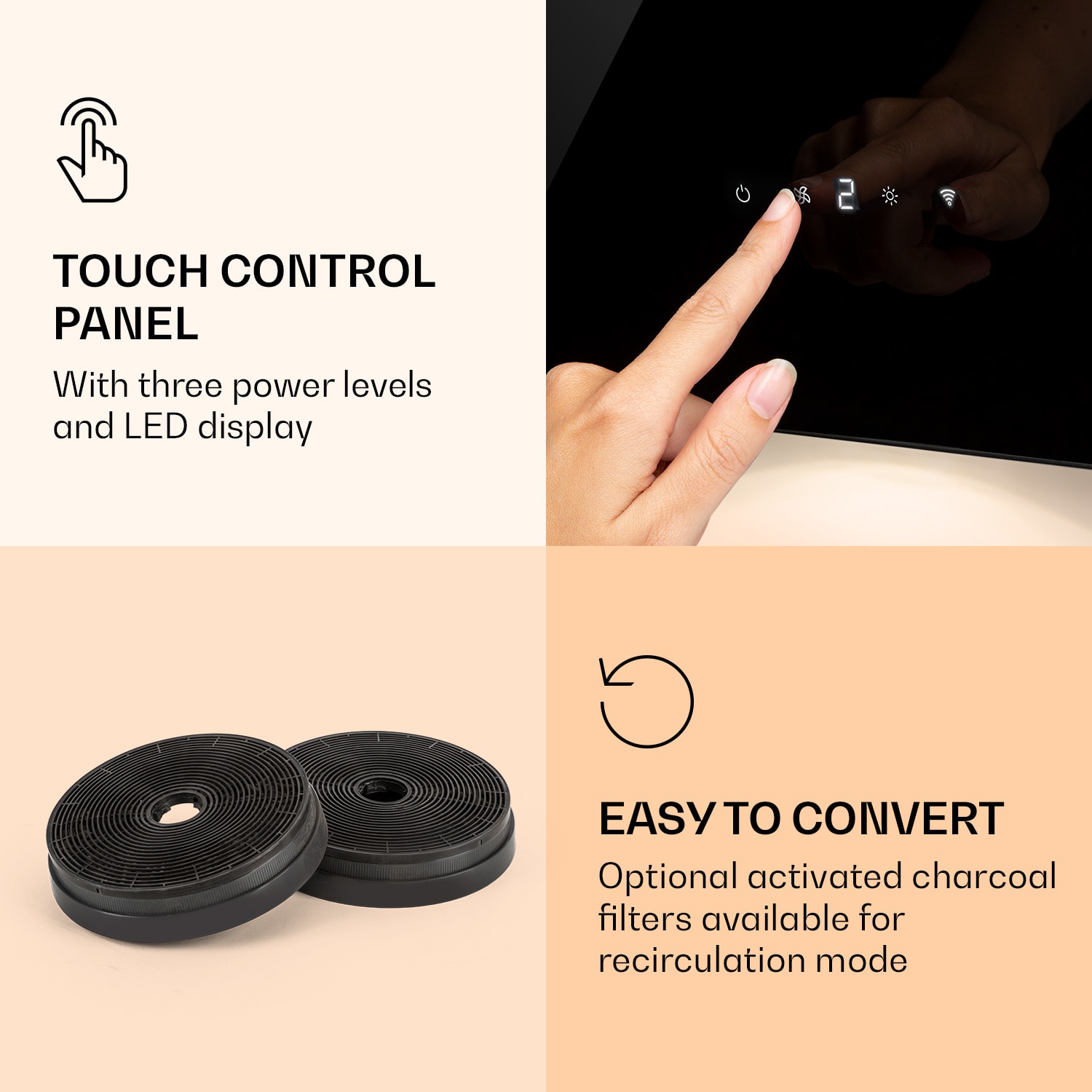 Klarstein Alina 60 Smart, digestor, 60 cm, nástenný, 600 m³/h, LED podsvietenie, skleněné čelo, biely – Obrázok 5