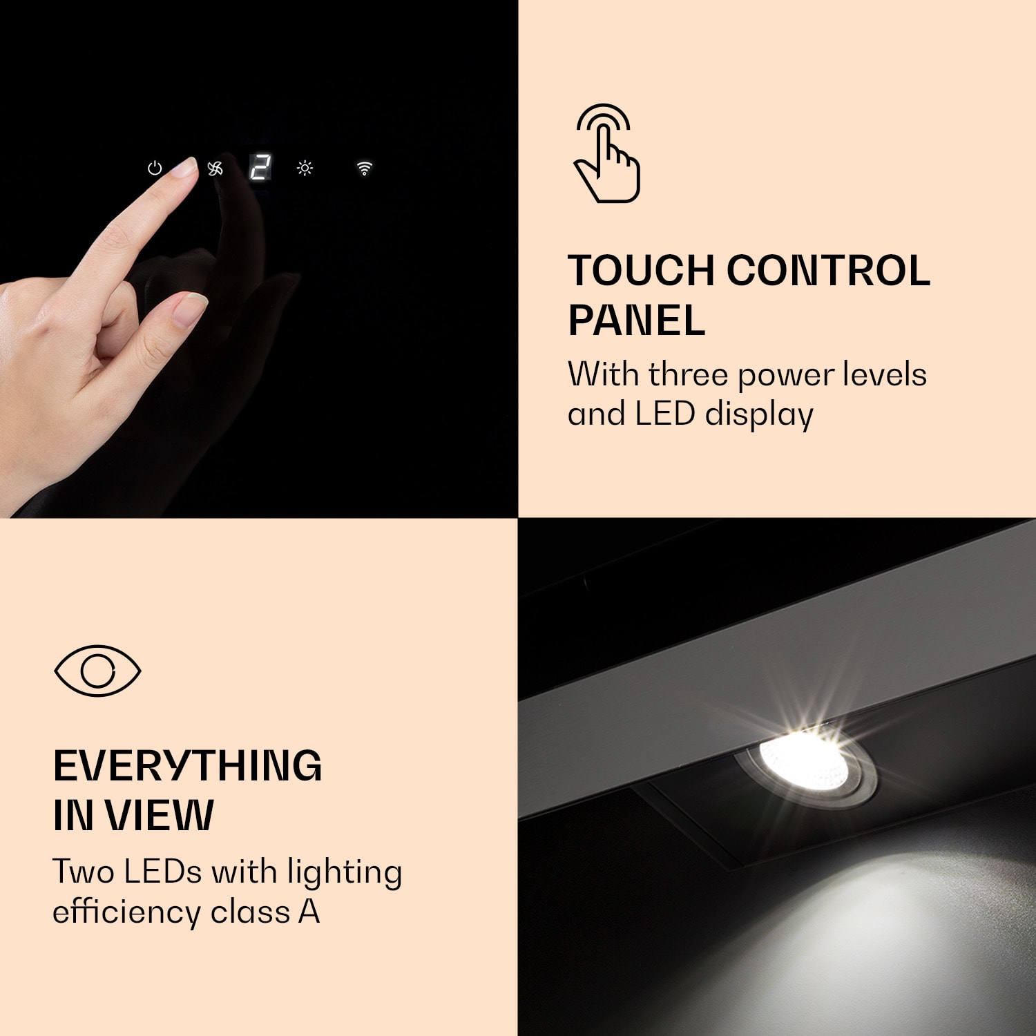 Klarstein Aurora 90 Smart, digestor, 90 cm, komínový, 550 m³/h, LED podsvietenie, A++, biely – Obrázok 5