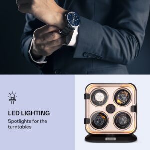 Klarstein Clover, naťahovač na hodinky, 4 hodiniek, 3 otáčania, 4 rýchlosti, modré LED osvetlenie, plastový kryt