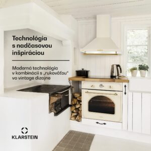 Klarstein Montblanc 60, digestor, 60 cm, nástenný, 610 m³/h, LED, lišta, krémový