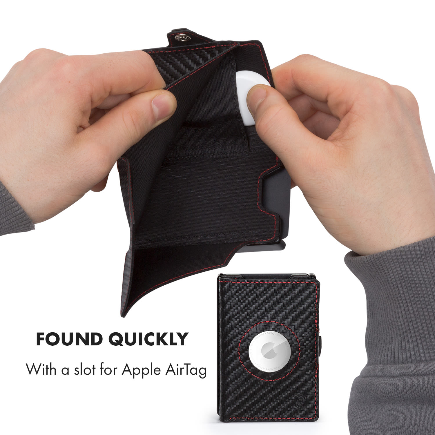 Slimpuro ZNAP Airtag Wallet, 8 kariet, priehradka na mince, 8,9 x 1,5 x 6,3 cm (Š x V x H), ochrana RFID