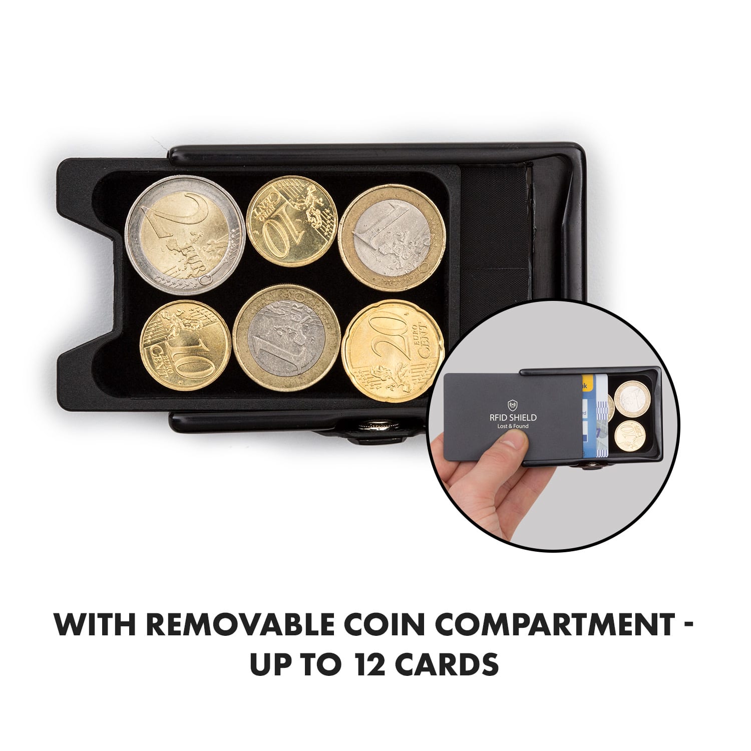 Slimpuro ZNAP Airtag Wallet, 12 kariet, priehradka na mince, 8,9 x 1,8 x 6,3 cm (Š x V x H), ochrana RFID – Obrázok 3