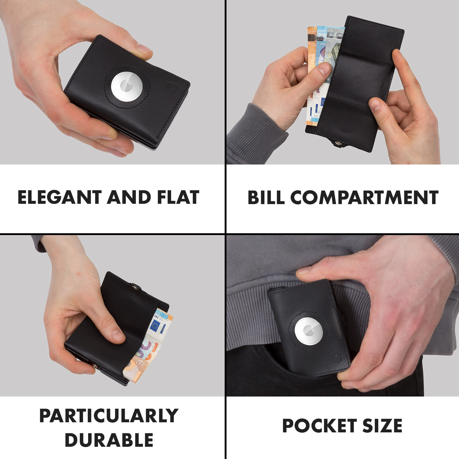 Slimpuro ZNAP Airtag Wallet, 12 kariet, priehradka na mince, 8,9 x 1,8 x 6,3 cm (Š x V x H), ochrana RFID – Obrázok 4