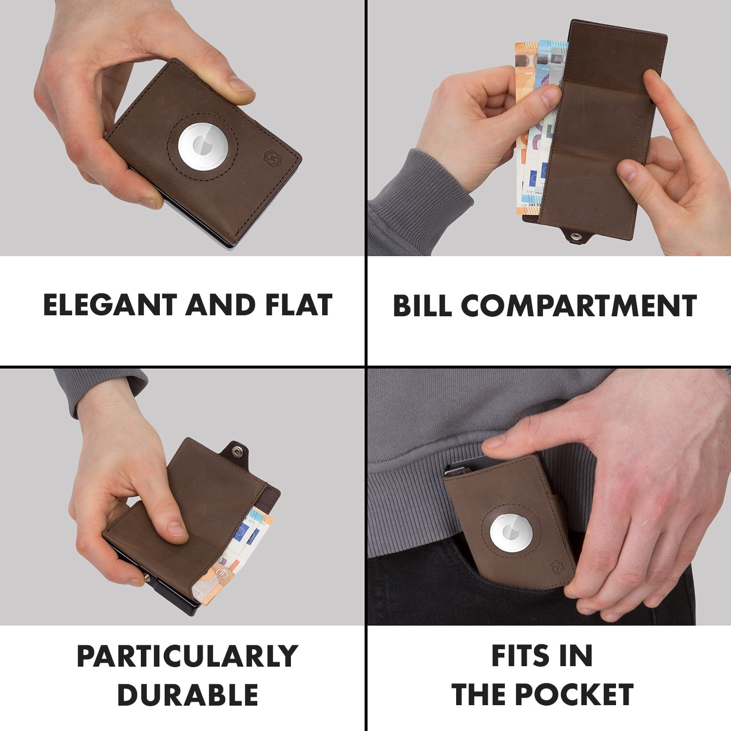 Slimpuro ZNAP Airtag Wallet, 12 kariet, priehradka na mince, 8,9 x 1,8 x 6,3 cm (Š x V x H), ochrana RFID – Obrázok 4