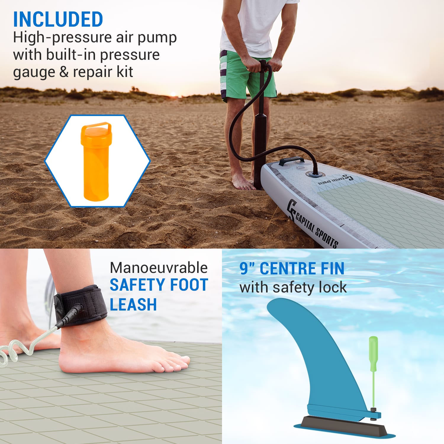 Capital Sports Kipu Allrounder 365, nafukovací Paddelboard, SUP board Set, cruiser – Obrázok 3