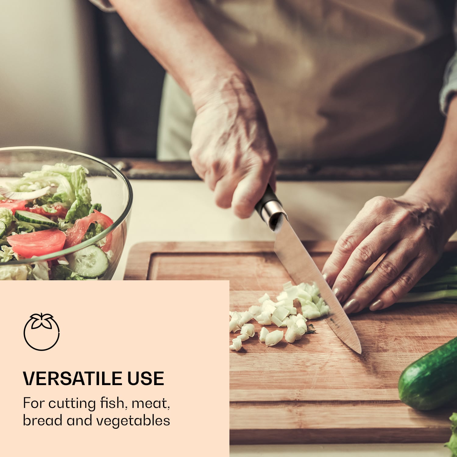 Klarstein Kitano XL, sada nožov s blokom, 13-dielna, 12 nožov, oceľ, luxusný drevený blok – Obrázok 3