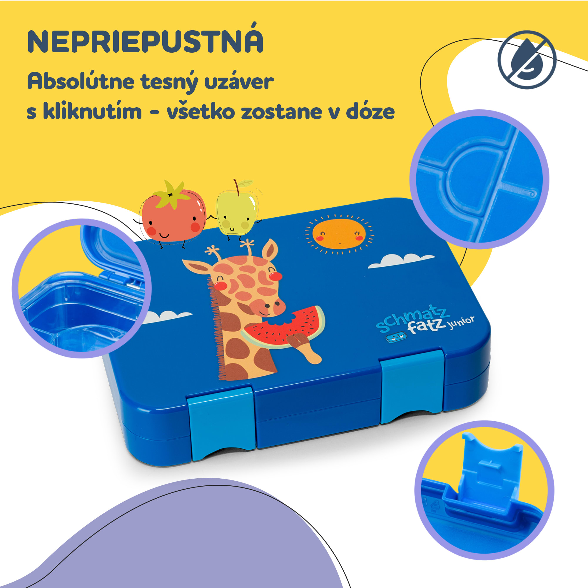 Klarstein Schmatzfatz junior desiatový box, 6 priehradiek, 21,3 x 15 x 4,5 cm, bez BPA – Obrázok 2