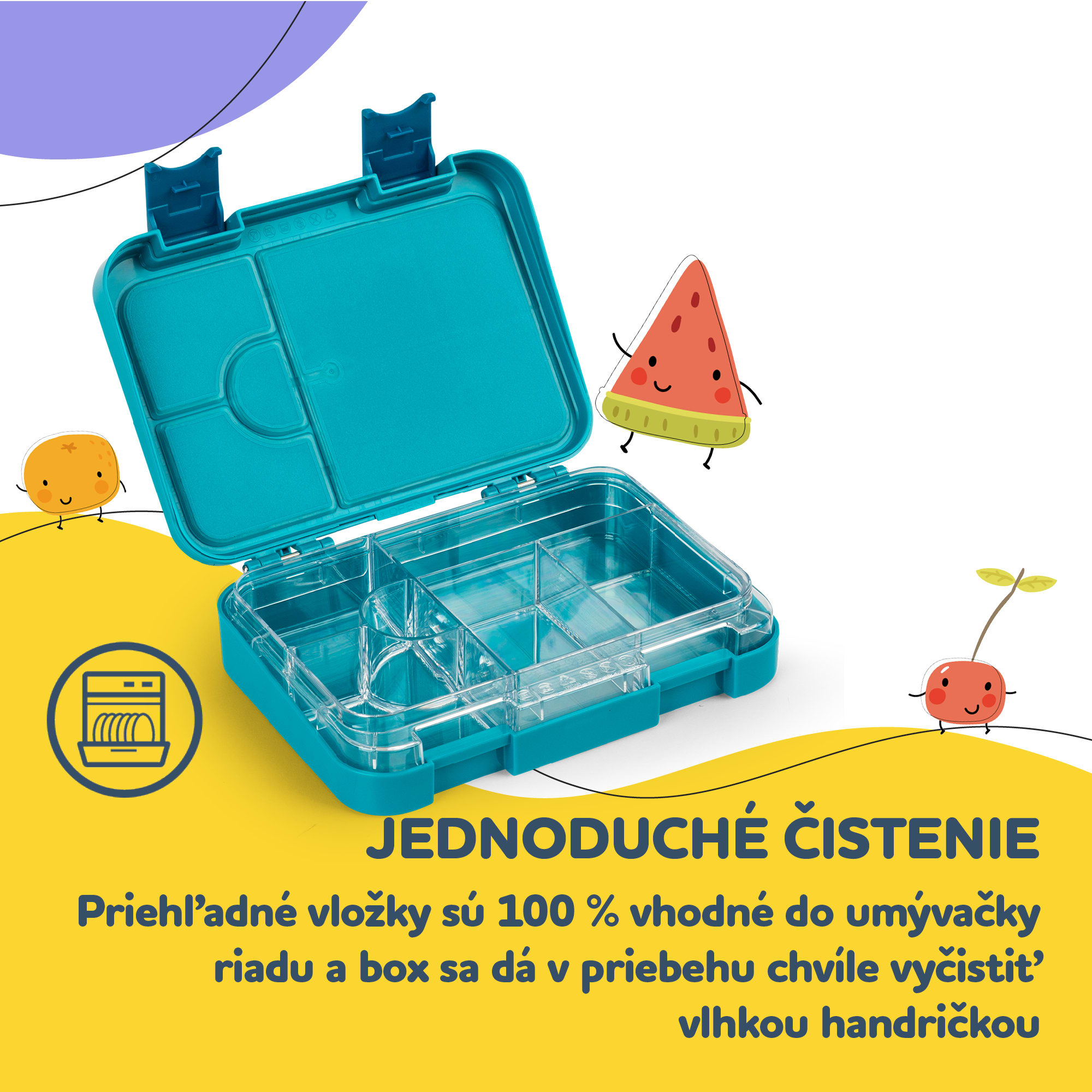 Klarstein Schmatzfatz junior desiatový box, 6 priehradiek, 21,3 x 15 x 4,5 cm, bez BPA – Obrázok 4