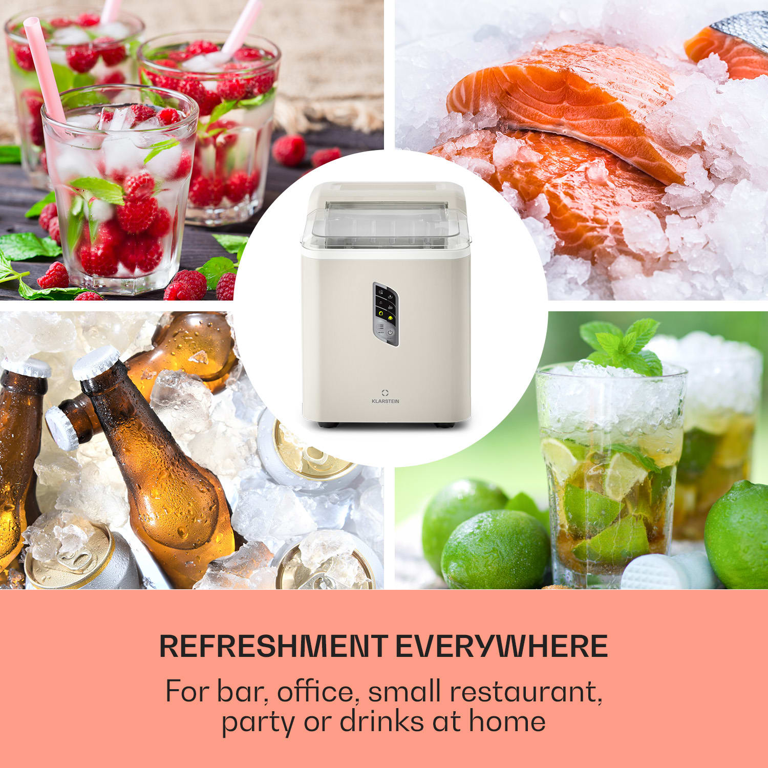 Klarstein Albaron, výrobník ľadu, tvar náboja, 12 kg/24 h, nádrž 1,5 l, displej – Obrázok 2