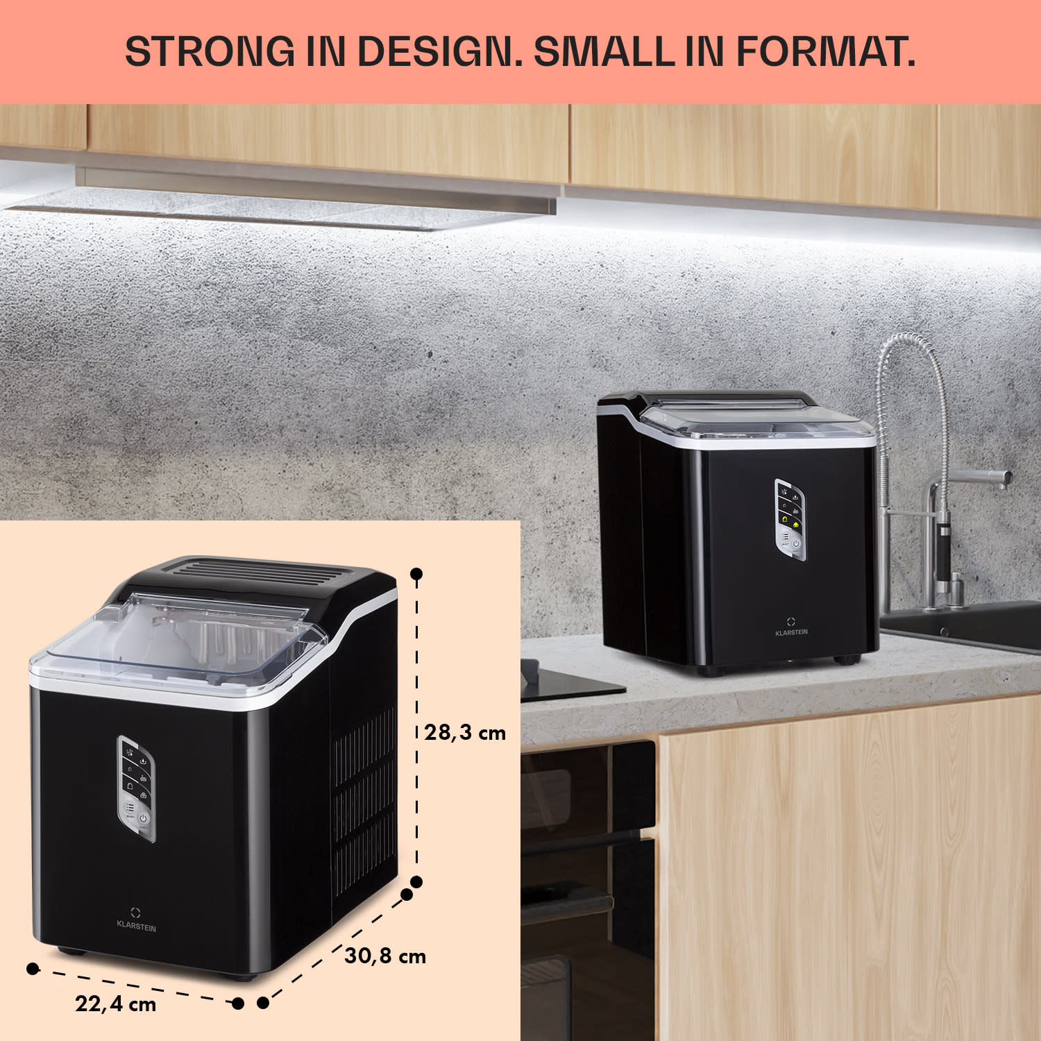Klarstein Albaron, výrobník ľadu, tvar náboja, 12 kg/24 h, nádrž 1,5 l, displej – Obrázok 5