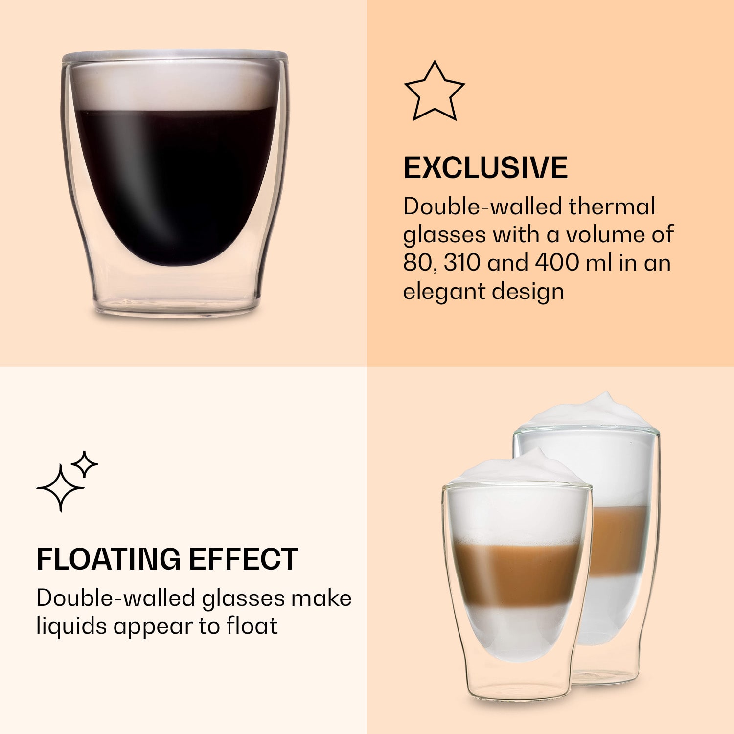 Feelino DUOS, dvojstenné poháre, 2 x 80, 310, 400 ml – Obrázok 4