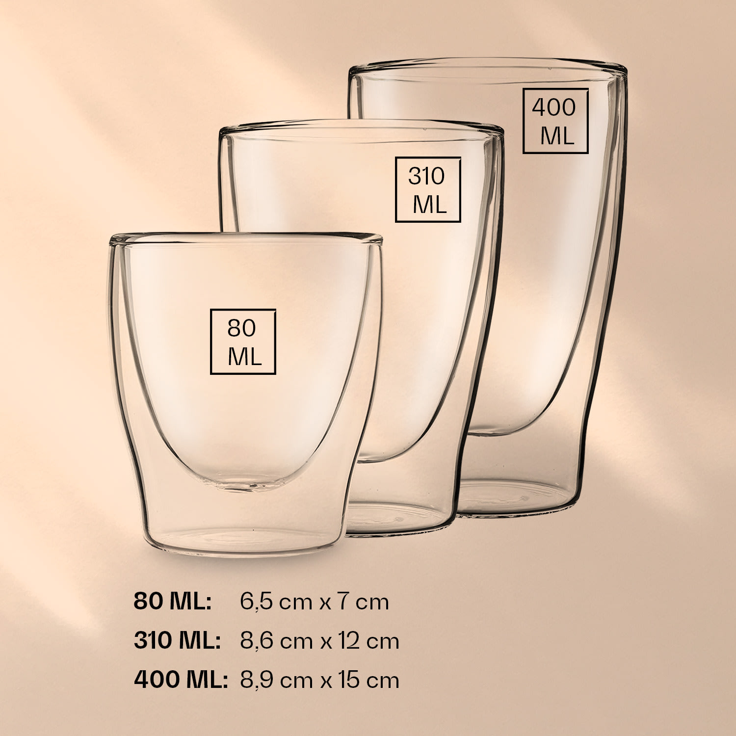 Feelino DUOS, dvojstenné poháre, 2 x 80, 310, 400 ml – Obrázok 5