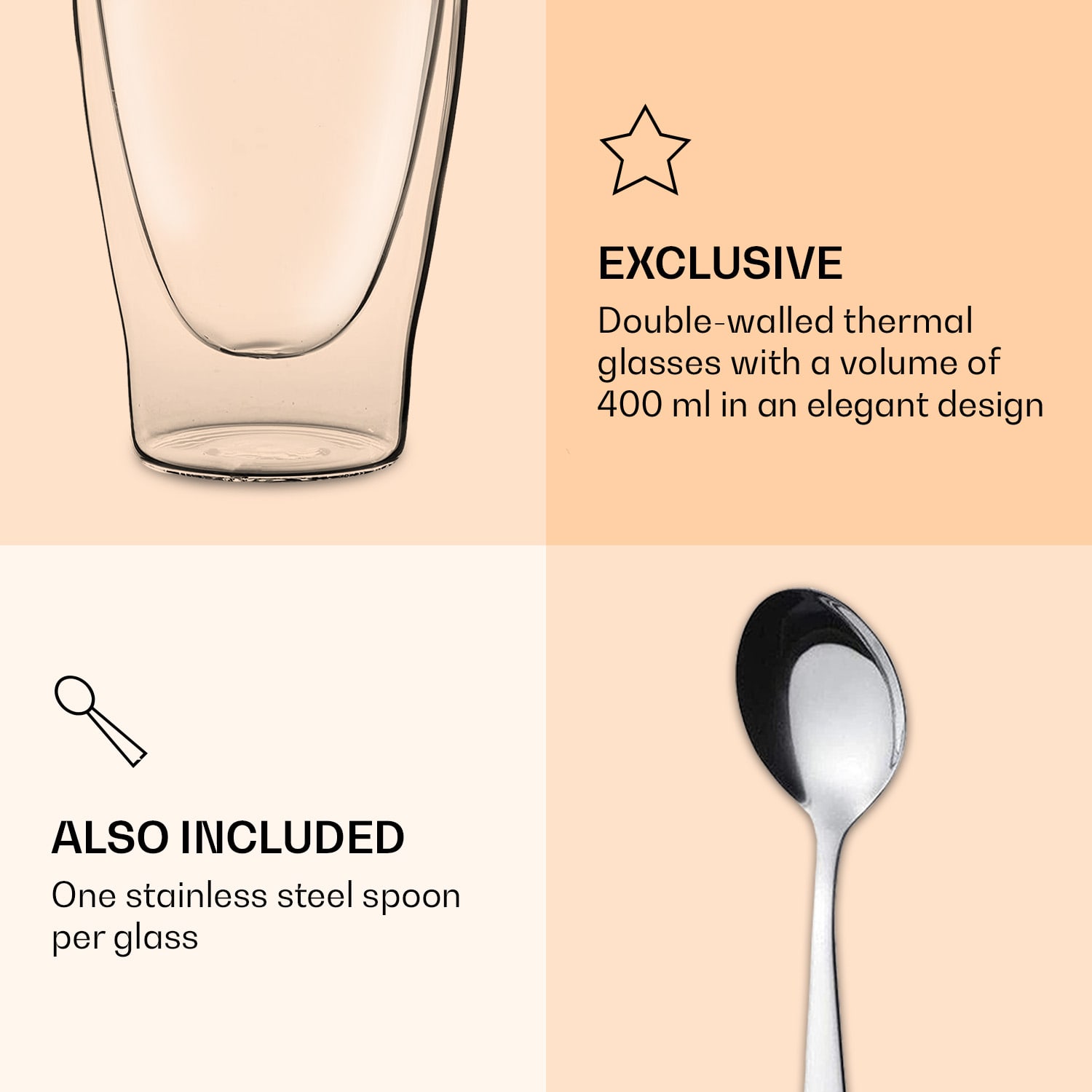 Feelino DUOS, dvojstenný pohár, 400 ml, vrátane lyžičky – Obrázok 5