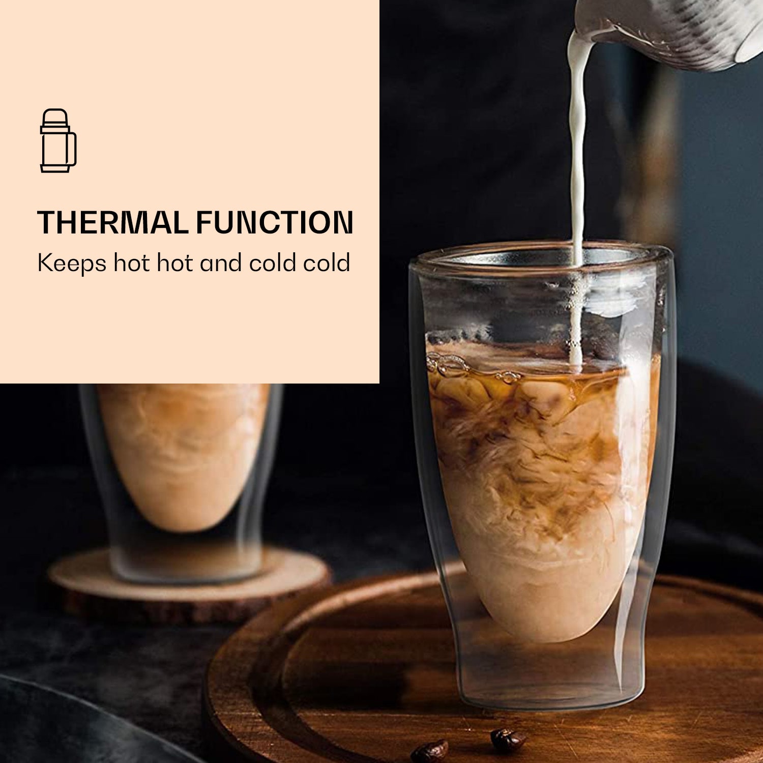 Feelino DUOS, dvojstenný pohár, 80, 200, 310, 400 ml, vrátane lyžičky – Obrázok 2