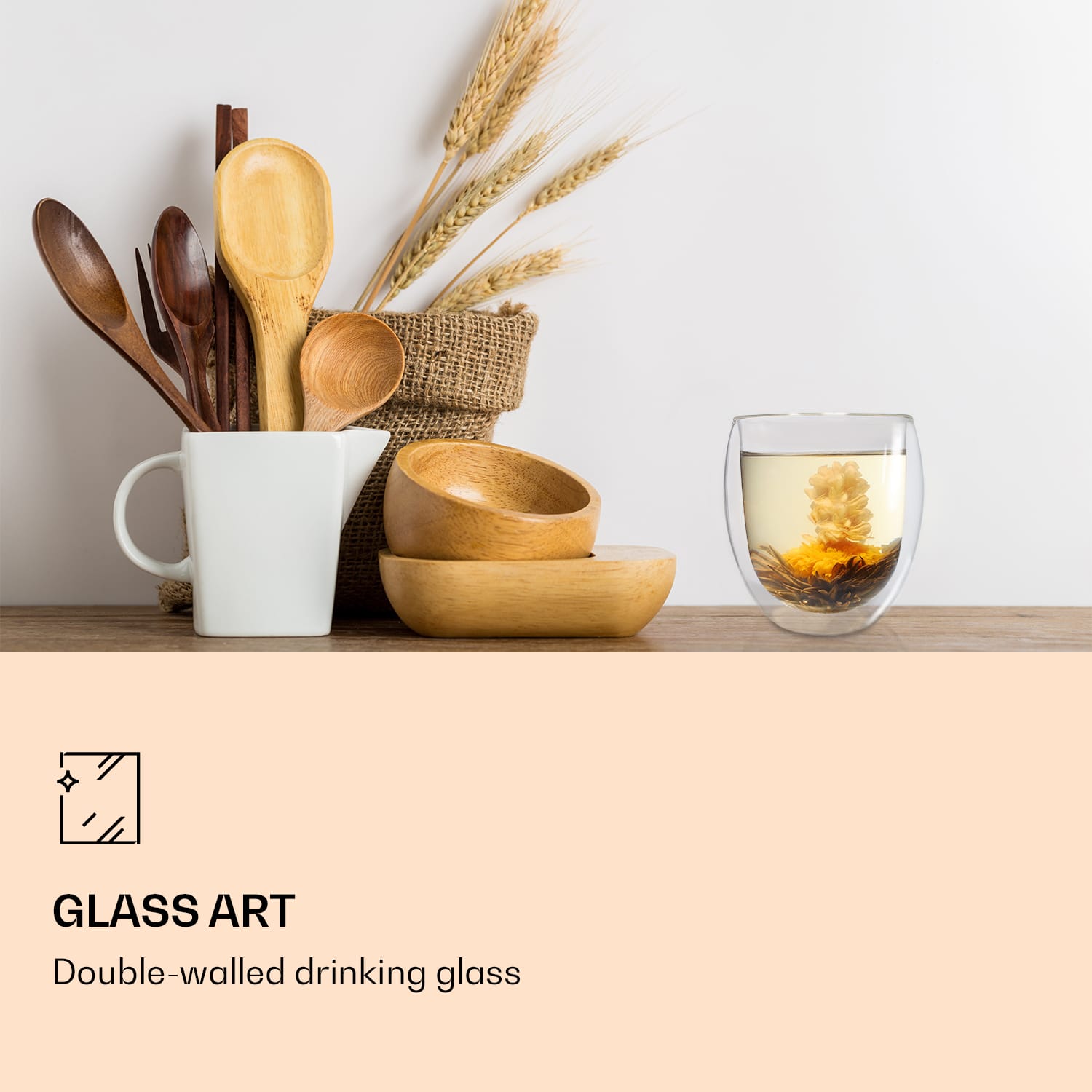 Feelino Ice, čajový pohár, 400 ml, vysokokvalitné borosilikátové sklo, vhodné do umývačky riadu – Obrázok 2