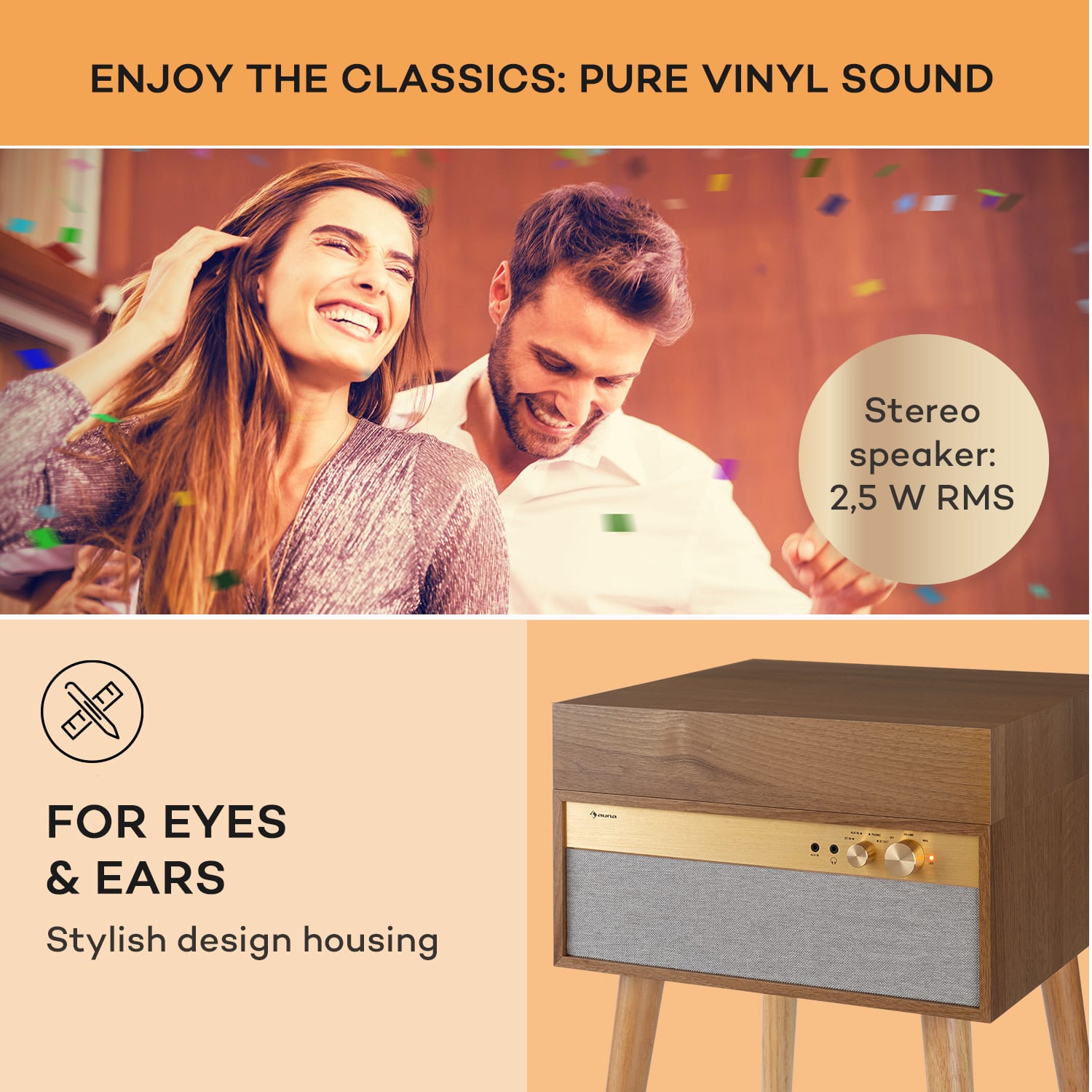 Auna Berklee TT Case, gramofónový prehrávač, remeňový pohon, 33 1/3, 45 a 78 otáčok/minútu, stereo reproduktory – Obrázok 2