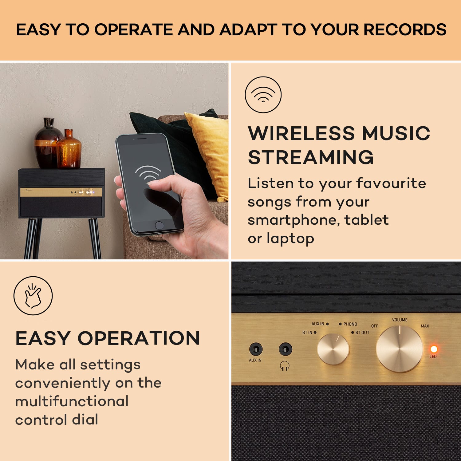 Auna Berklee TT Case, gramofónový prehrávač, remeňový pohon, 33 1/3, 45 a 78 otáčok/minútu, stereo reproduktory – Obrázok 3