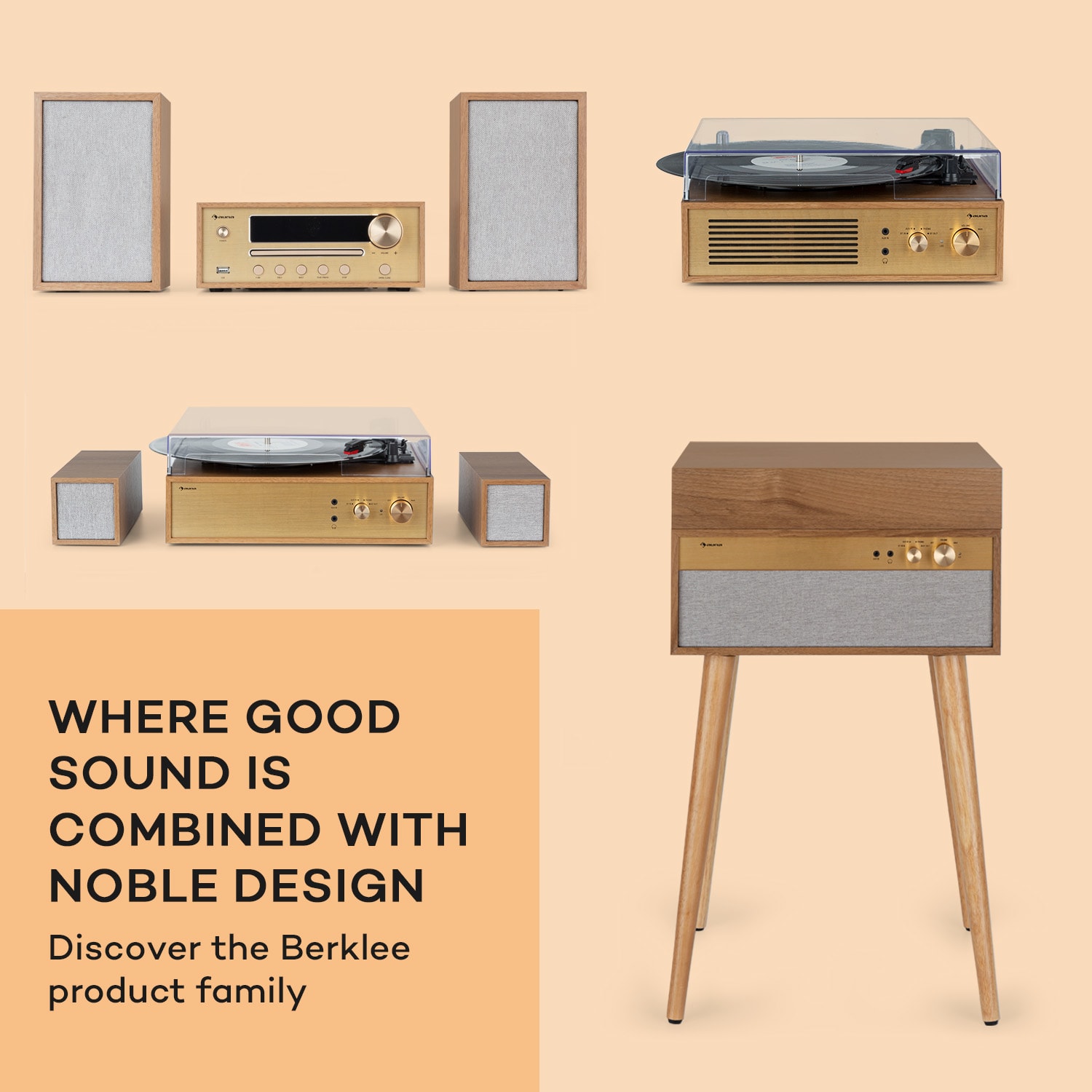 Auna Berklee TT Case, gramofónový prehrávač, remeňový pohon, 33 1/3, 45 a 78 otáčok/minútu, stereo reproduktory – Obrázok 4