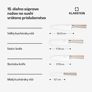 Klarstein Shibui súprava nožov na sushi, 15 dielov, 4 nože s praktickým príslušenstvom